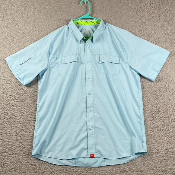 Huk Performance Button Down Fishing Shirt Men's XL Light Blue Hiking Outdoors - Picture 1 of 9